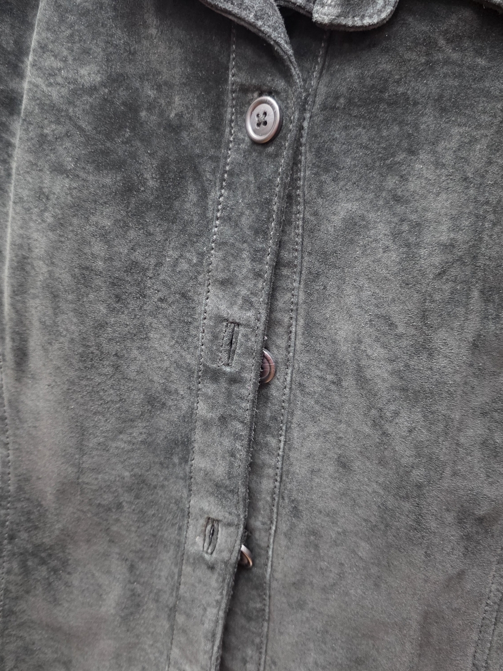 Valerie Stevens Black Leather Suede Look Button Down Jacket MP - Picture 5 of 8